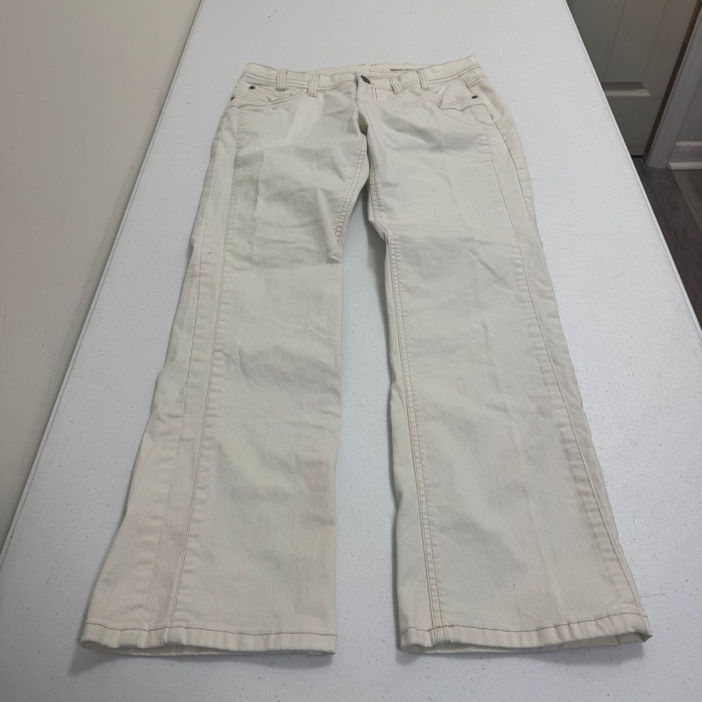 DKNY Jeans Womens Cream Off White Bootcut Denim Pants Front Seam‎ Size 31x29
